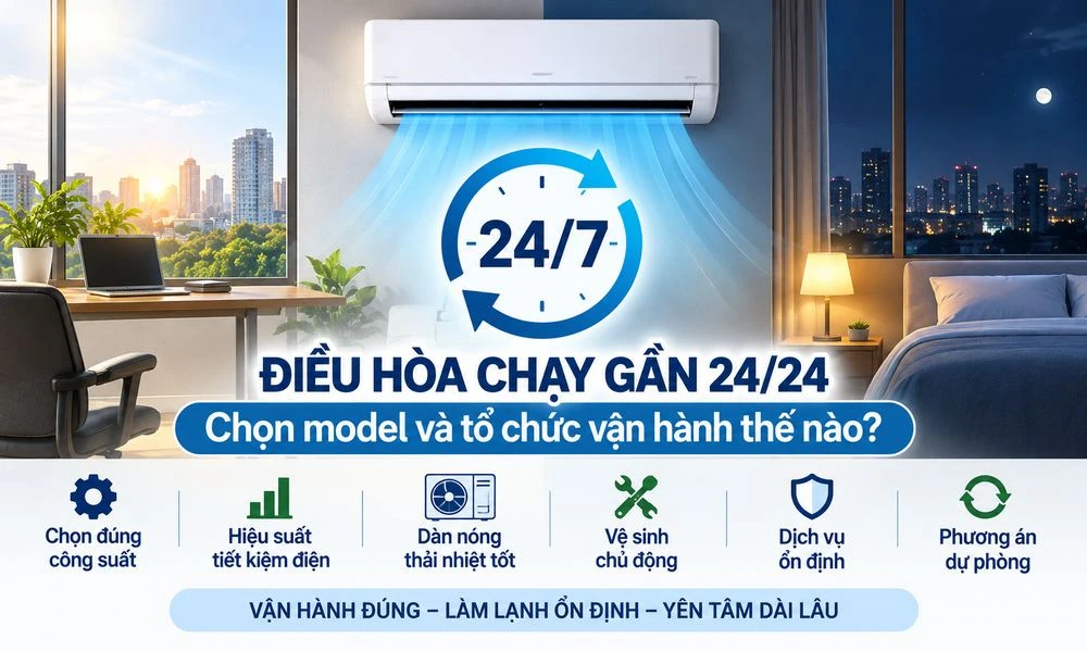Điều hòa chạy gần 24/24: chọn model và tổ chức vận hành thế nào?