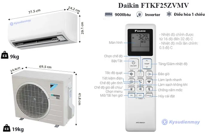 Thông số và hướng dẫn sử dụng điều hoà Daikin