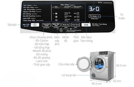 Hướng dẫn sử dụng các chế độ sấy của máy sấy Electrolux
