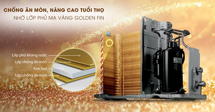 Dàn tản nhiệt phủ lớp chống ăn mòn màu vàng