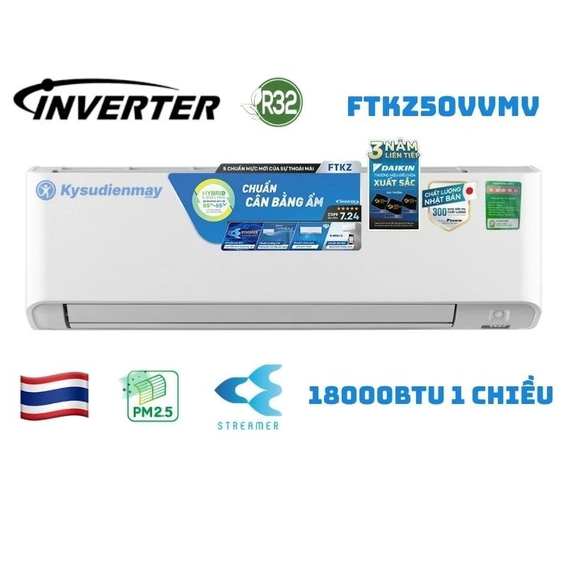 Điều Hòa Daikin 18000BTU 1 Chiều Inverter Cao Cấp FTKZ50VVMV
