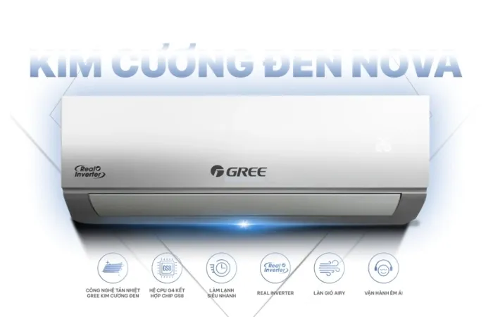 Điều hoà Gree 1 chiều inverter Nova kim cương đen