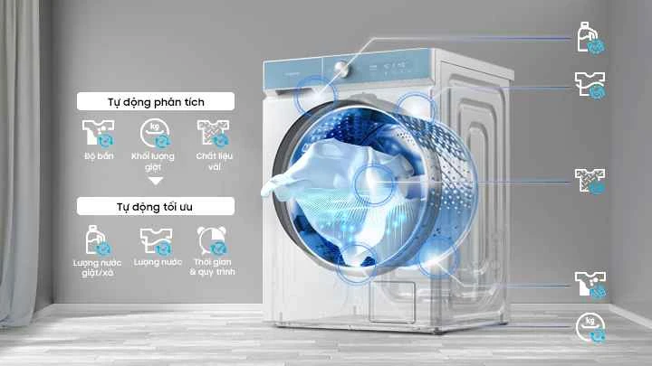 Máy giặt Bespoke AI Cửa Trước -AI Control, Trắng WW10DB7U34GWSV