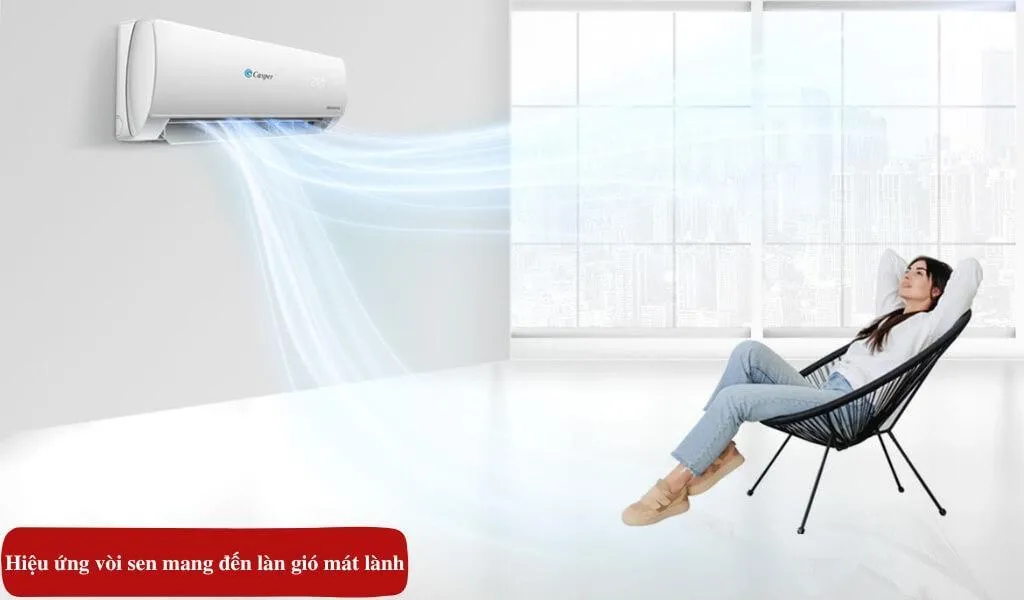 Gió lạnh lan tỏa đều với hiệu ứng vòi sen độc đáo