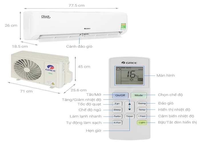 Điều Hòa Gree 12000 BTU 2 Chiều Inverter CHARM12HI