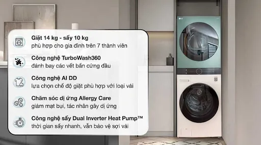 Hỗ trợ 14 chế độ giặt linh hoạt
