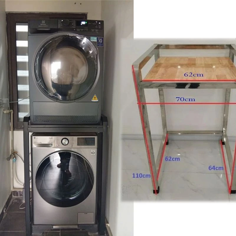 Kệ Chồng Đôi Máy Giặt Máy Sấy Màu Đen