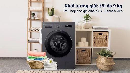 Khối lượng giặt 9kg – Phù hợp cho gia đình từ 3 đến 5 thành viên