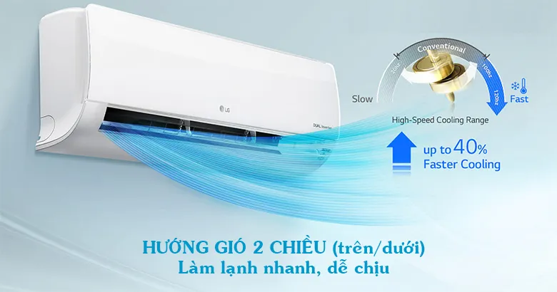 Làm lạnh tức thì, luồng gió hướng lên và xuống