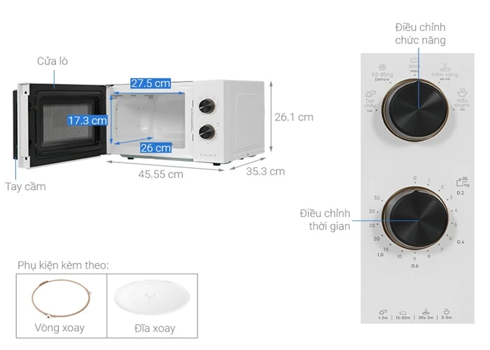 Lò Vi Sóng Electrolux EMG20K22W 20 Lít