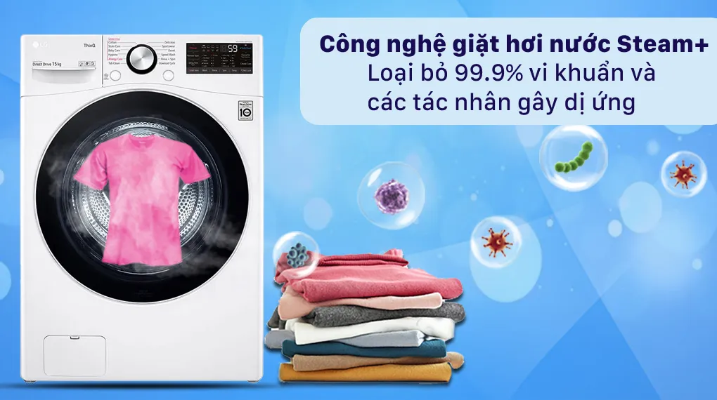 Steam+ – Giặt hơi nước diệt khuẩn 99,9%