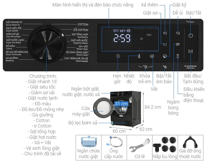 Máy Giặt Samsung Inverter 12 kg WW12CGC04DABSV