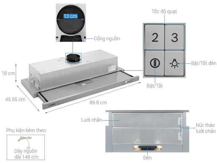 Máy Hút Mùi Âm Tủ Bosch DFT93AC50