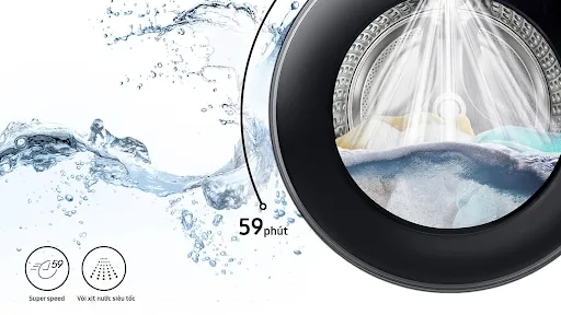 Rút ngắn thời gian giặt với chế độ Super Speed – Sạch nhanh trong 59 phút