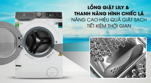 Thiết kế lồng giặt Lily và thanh nâng dạng lá – Giặt sạch nhanh chóng