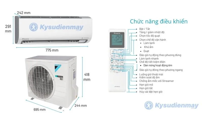 Thông số và hướng dẫn sử dụng điều hoà Daikin