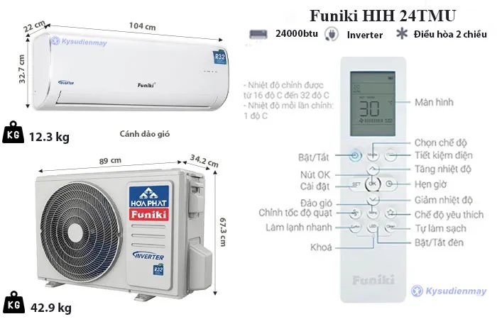 Điều Hòa Funiki 24000BTU 2 Chiều Inverter HIH24TMU