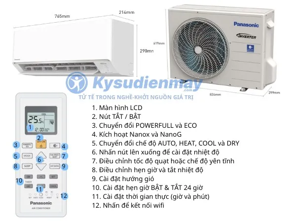 Ảnh thông số kỹ thuật điều hoà Panasonic model 2026 RU18CKH-8D