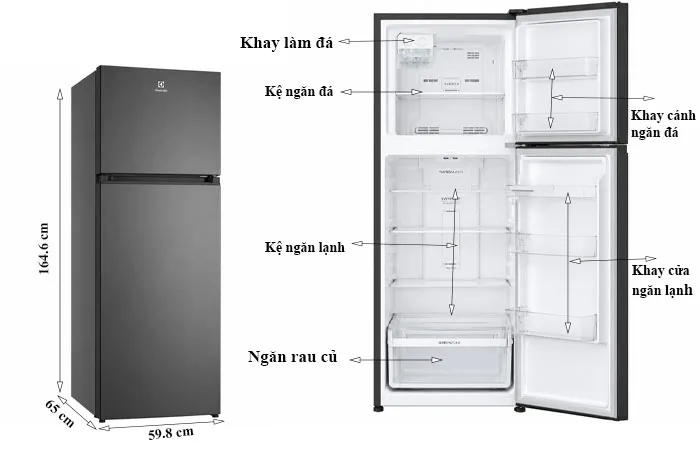 thông số kỹ thuật Tủ Lạnh Electrolux 312 Lít ETM3100L-B