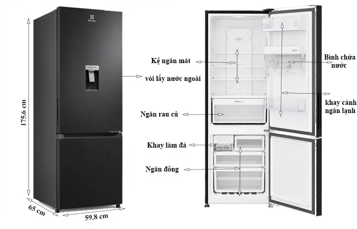 thông số kỹ thuật Tủ Lạnh Electrolux 335 Lít EBM3442L-B
