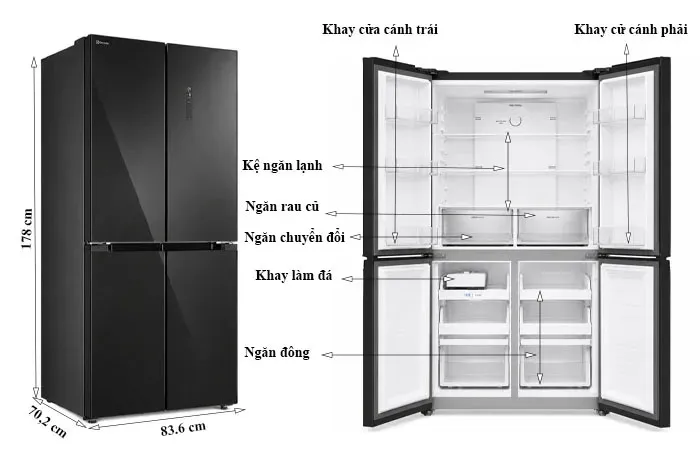 thông số kỹ thuật Tủ Lạnh Electrolux 495 Lít 4 Cánh EQE4915A-B