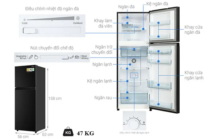 thông số kỹ thuật Tủ Lạnh Hitachi 240 Lít Inverter HRTN5255MFUVN