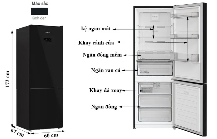 thông số kỹ thuật Tủ Lạnh Hitachi 323 Lít Inverter HRBN6340DGBKVN