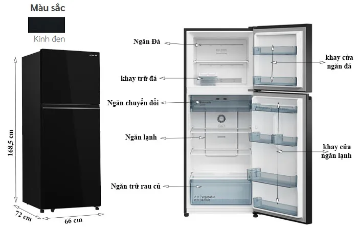 thông số kỹ thuật Tủ Lạnh Hitachi 374 Lít Inverter HRTN6408SGBKVN