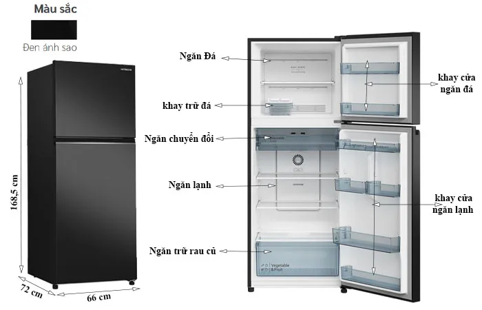 thông số kỹ thuật Tủ Lạnh Hitachi 374 Lít Inverter HRTN6408SUVN