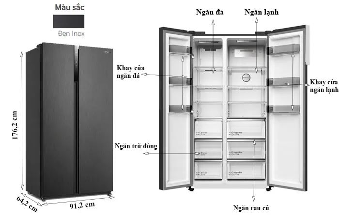 thông số kỹ thuật Tủ Lạnh Hitachi 525 Lít Side By Side Inverter HRSN9552DDXVN