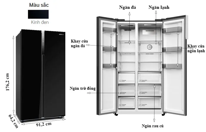 thông số kỹ thuật Tủ Lạnh Hitachi 525 Lít Side By Side Inverter HRSN9552DGBVN