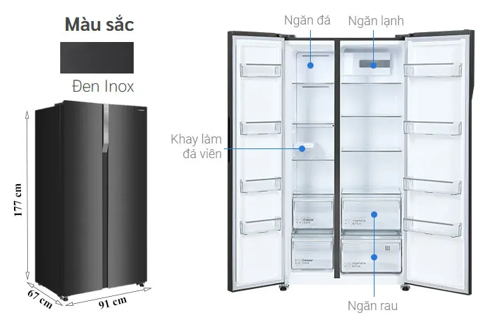 thông số kỹ thuật Tủ Lạnh Hitachi 532 Lít Side By Side Inverter HRSN9563DDXVN