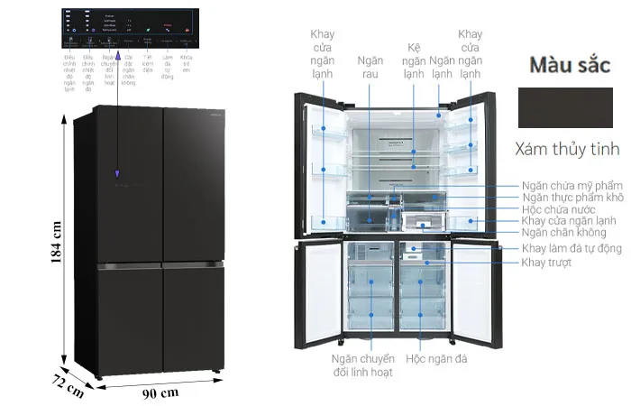 thông số kỹ thuật Tủ Lạnh Hitachi 569 Lít 4 Cánh Inverter R-WB640VGV0 GMG
