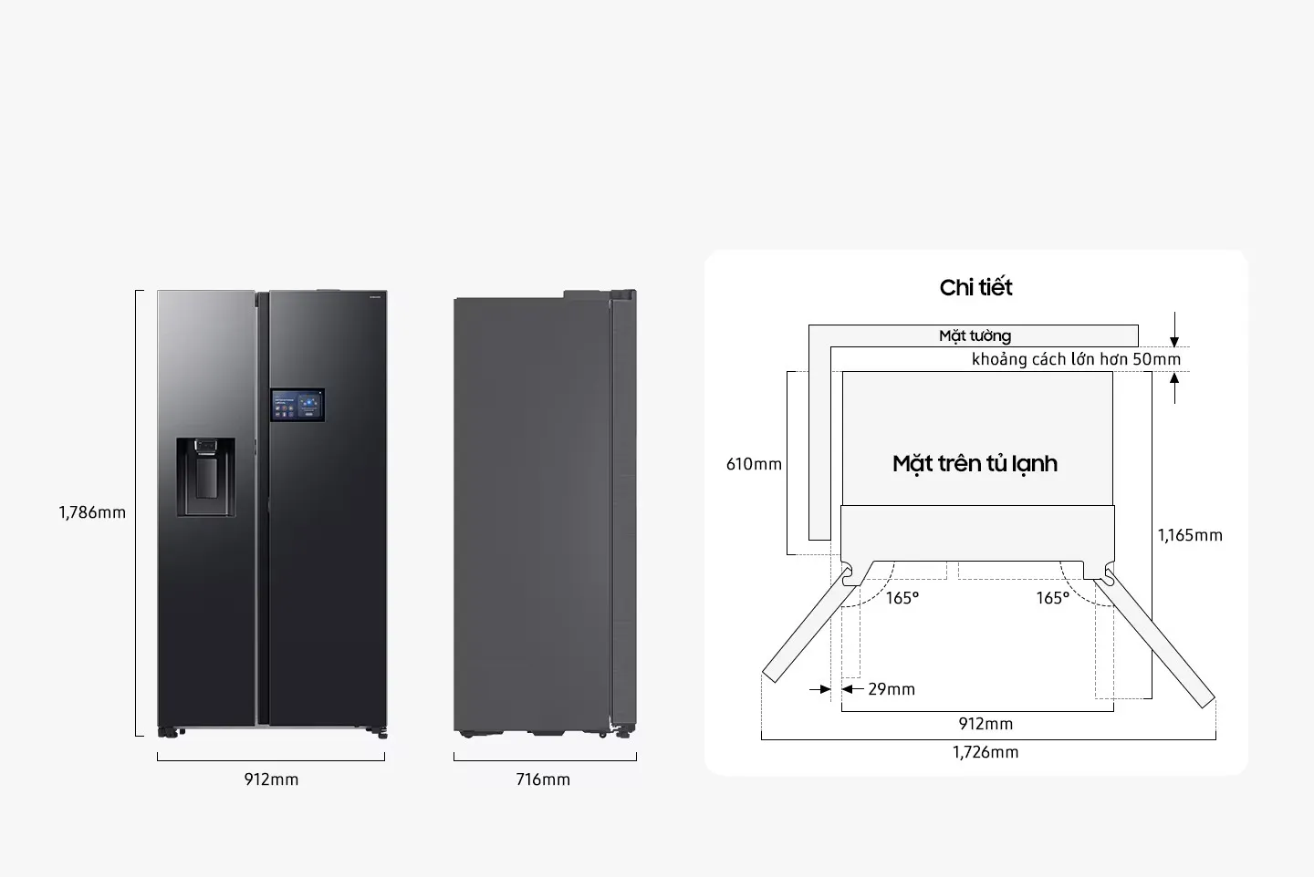 Thông Số Kỹ Thuật Tủ Lạnh Samsung Bespoke AI Side by Side RS90F65D2FSV