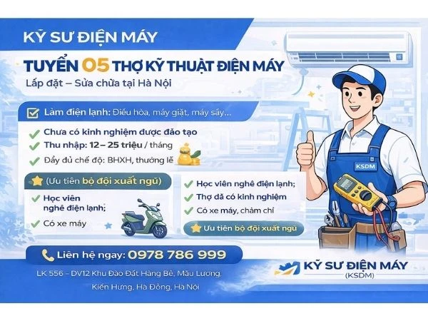 TUYỂN NHÂN VIÊN KỸ THUẬT ĐIỆN MÁY