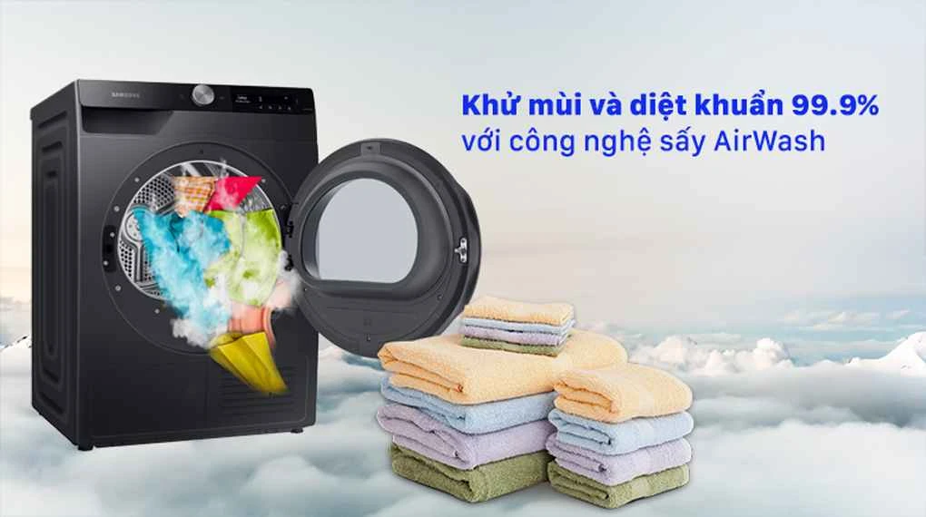 Máy sấy bơm nhiệt Samsung 9 kg DV90CGC2A0ABSV
