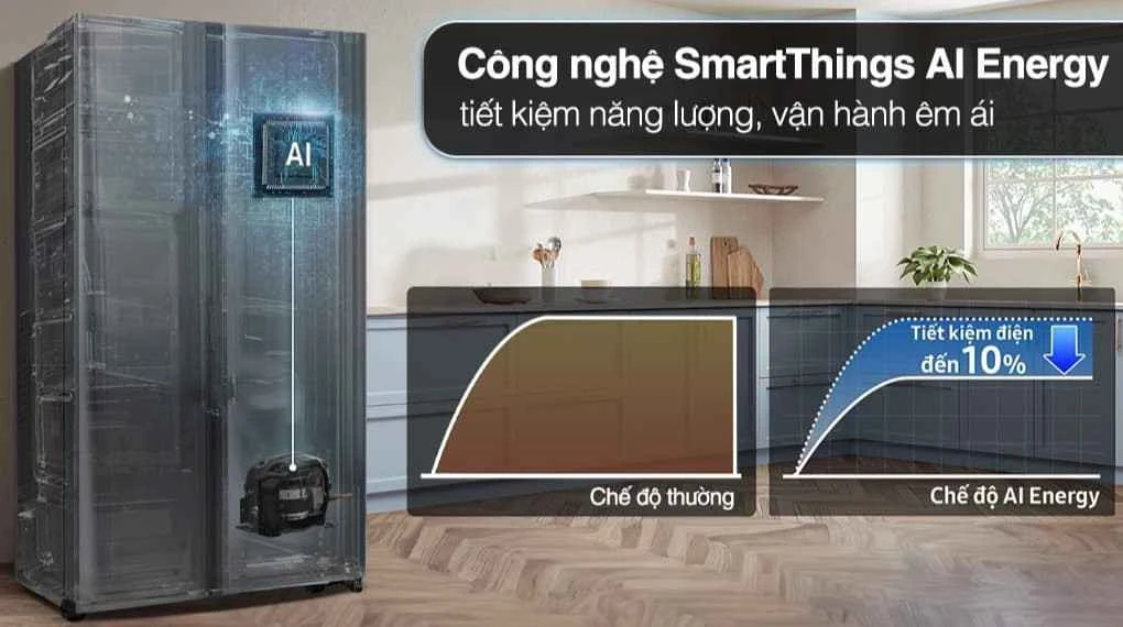 Tủ Lạnh Samsung Bespoke AI Side by Side -SpaceMax™, Bạc RS70F65Q3TSV