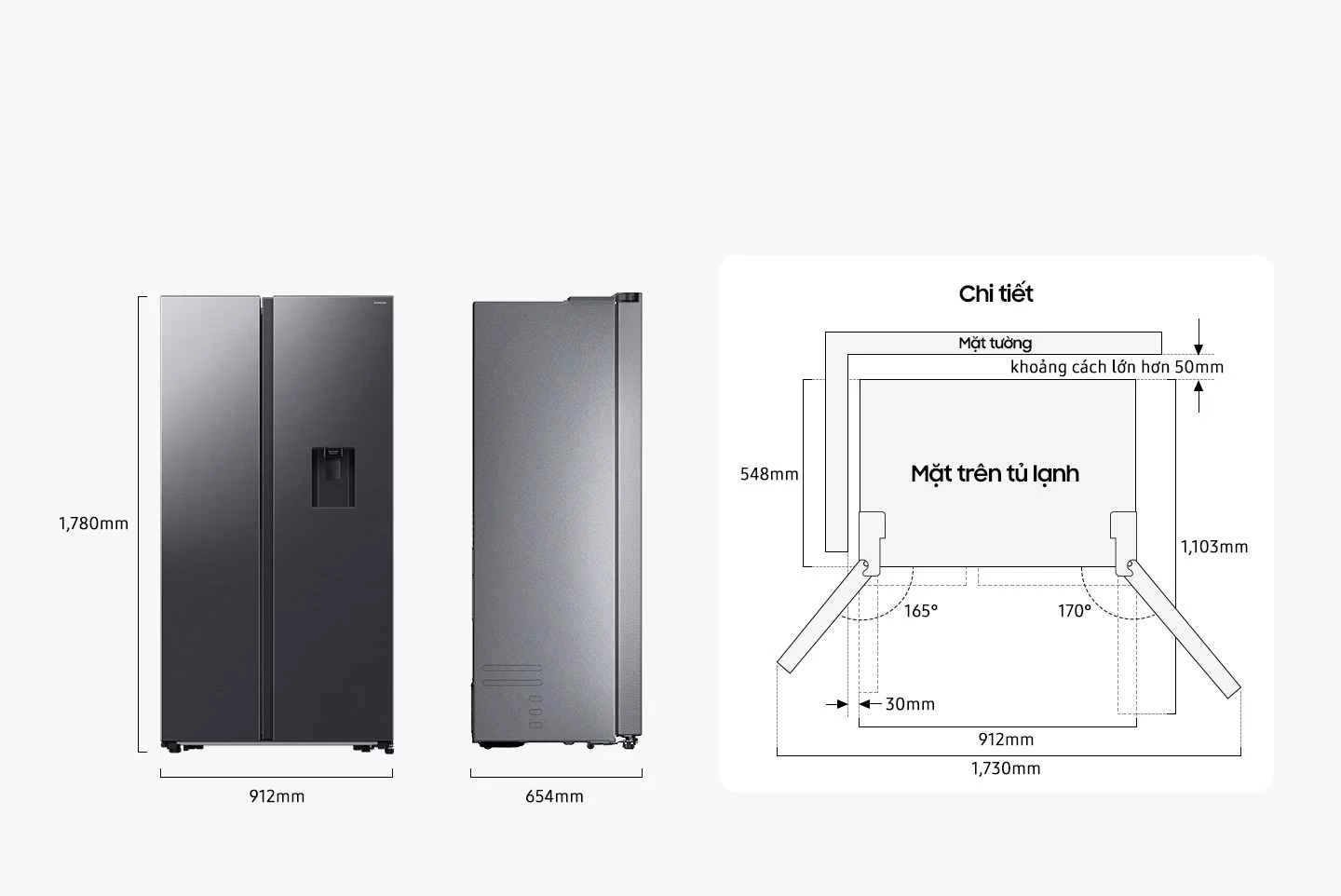 Tủ Lạnh Samsung Bespoke AI Side by Side -SpaceMax™, Đen RS57DG410EB4SV