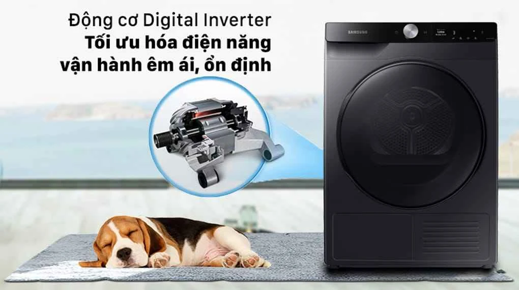 Máy sấy bơm nhiệt Samsung 9 kg DV90T6240LB/SV