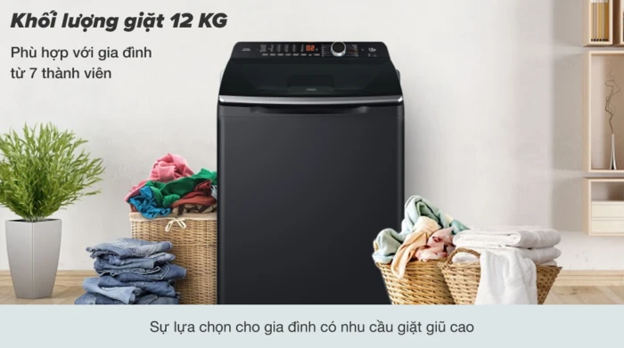 Máy Giặt Lồng Đứng Aqua 12 Kg AQW-FR120HT.BK