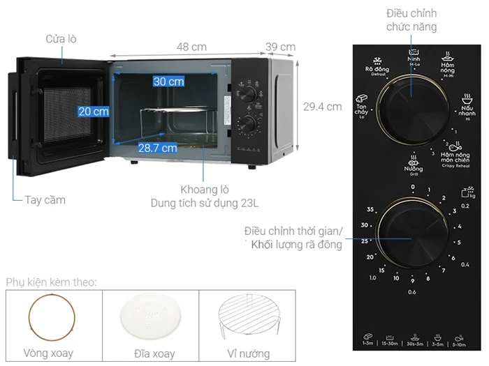 Lò Vi Sóng Electrolux EMG23K22B 23 Lít