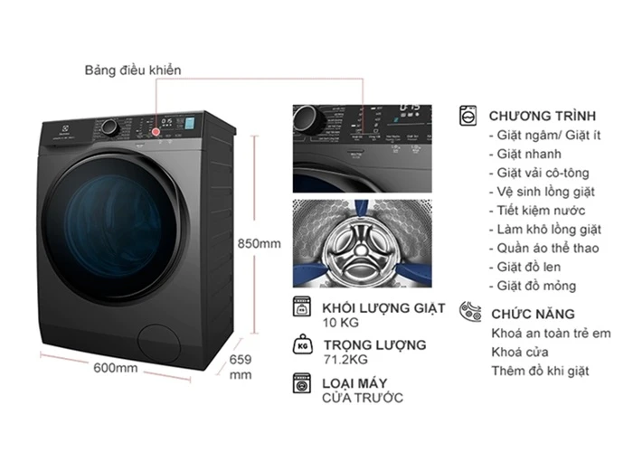 Máy Giặt Electrolux 10kg EWF1024P5SB