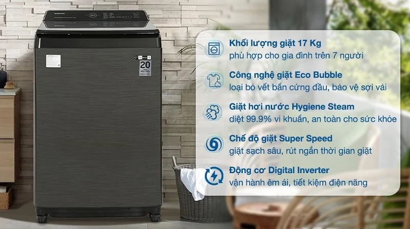 Máy Giặt Samsung Inverter 17kg WA17CG6886BVSV