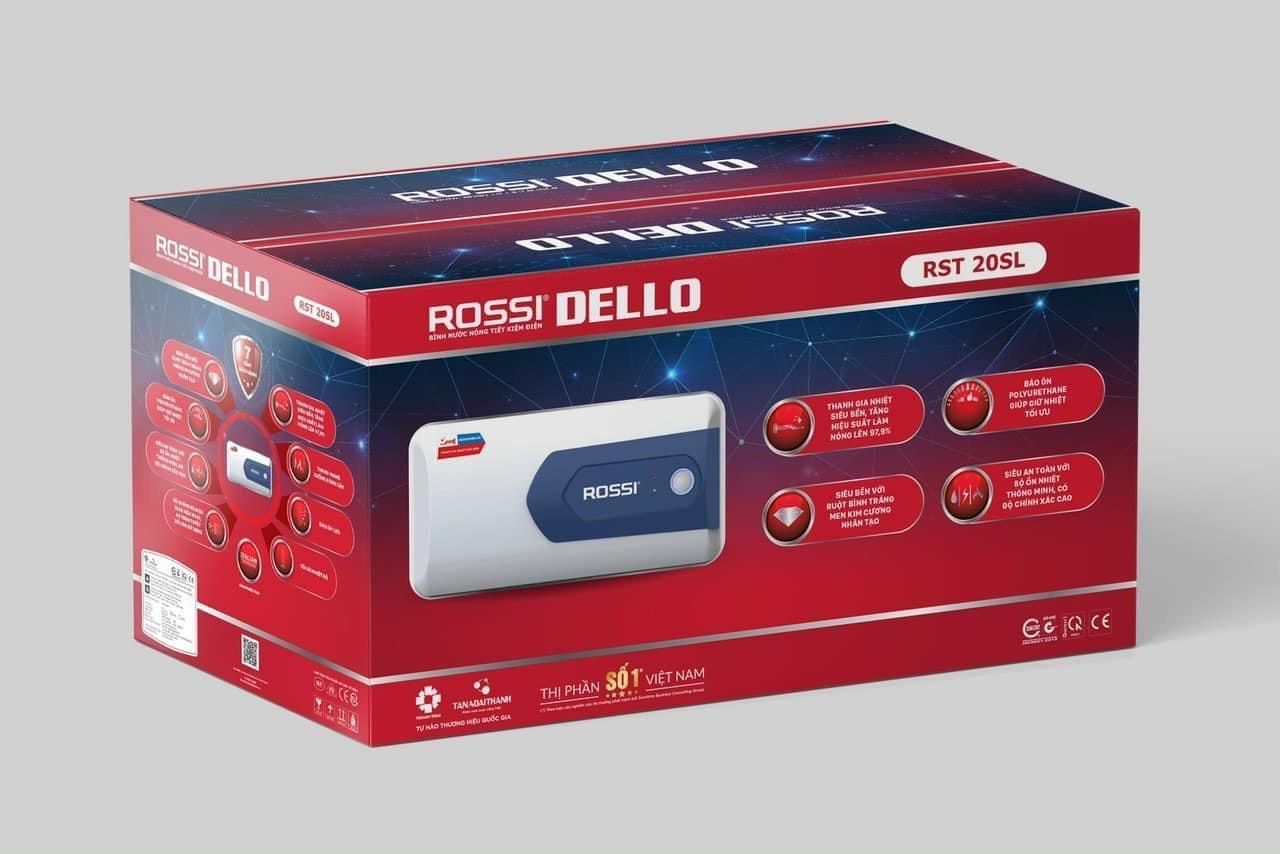 Bình tắm nóng lạnh Rossi Dello 20 lít ngang  RDO20SL