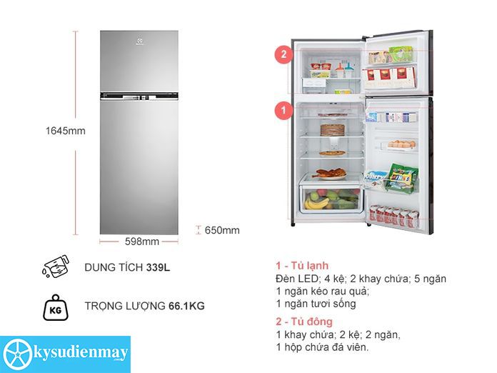 Tủ lạnh Electrolux ETB3400H-A 339 lít Inverter